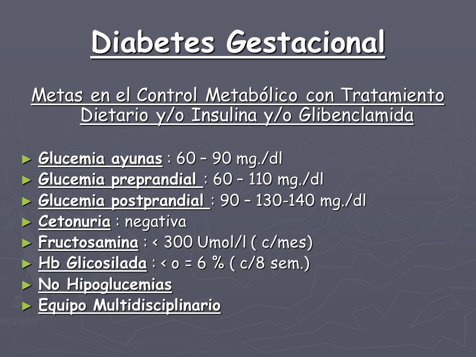Valores diabetes gestacional